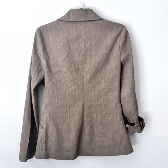 Zara Brown Tailored Blazer Suit Jacket Pleats Linen Blend size Medium - Picture 7 of 11